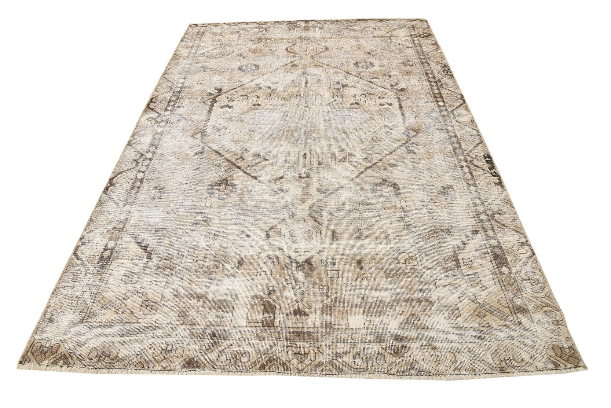 6' 4 x 9' 9 Hand Knotted Ultra Vintage Persian Wool Rug