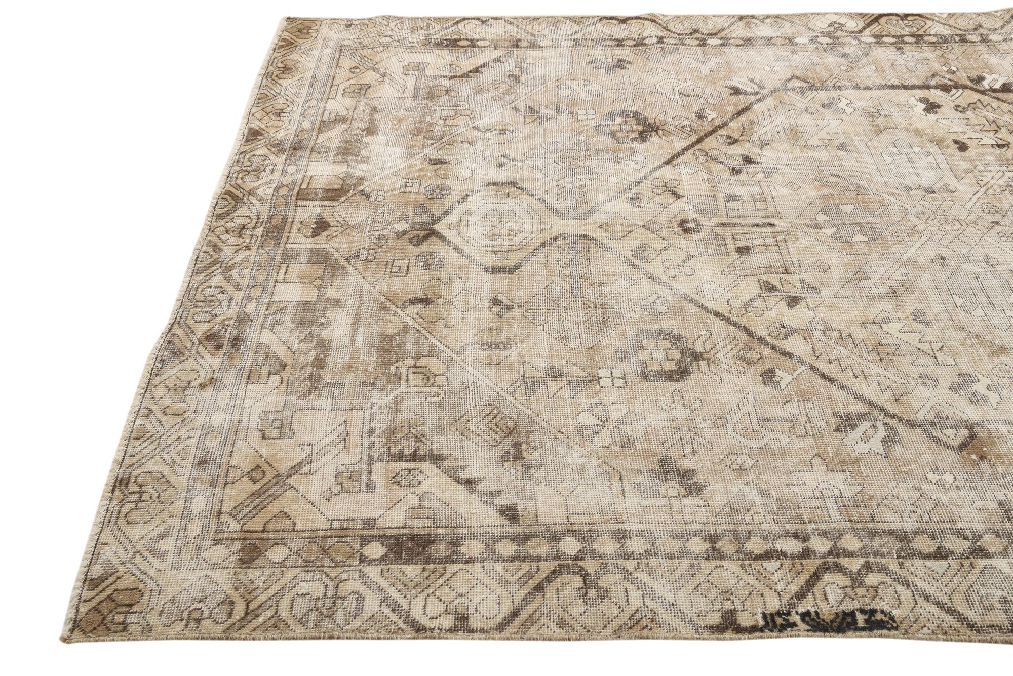 6' 4 x 9' 9 Hand Knotted Ultra Vintage Persian Wool Rug