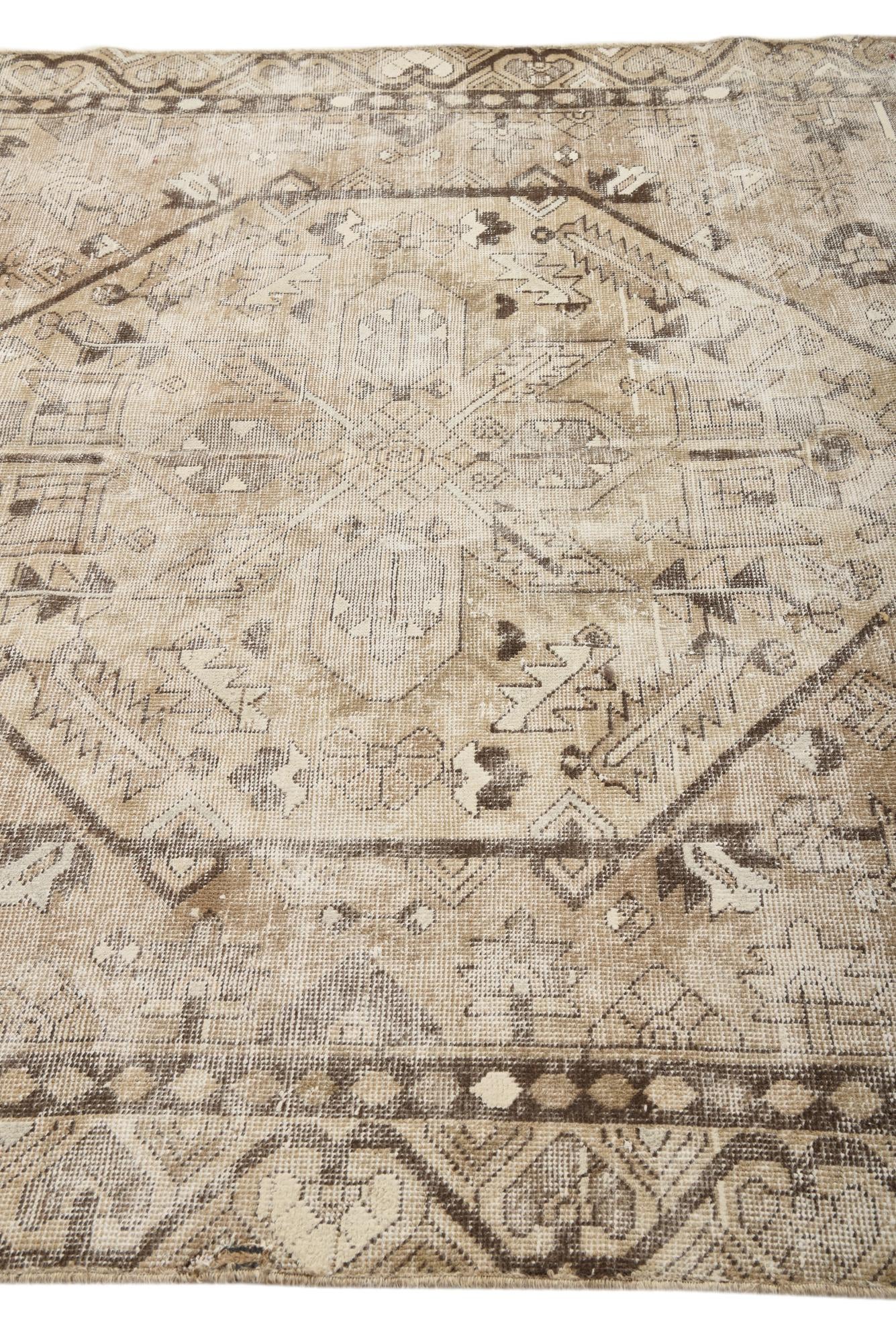 6' 4 x 9' 9 Hand Knotted Ultra Vintage Persian Wool Rug