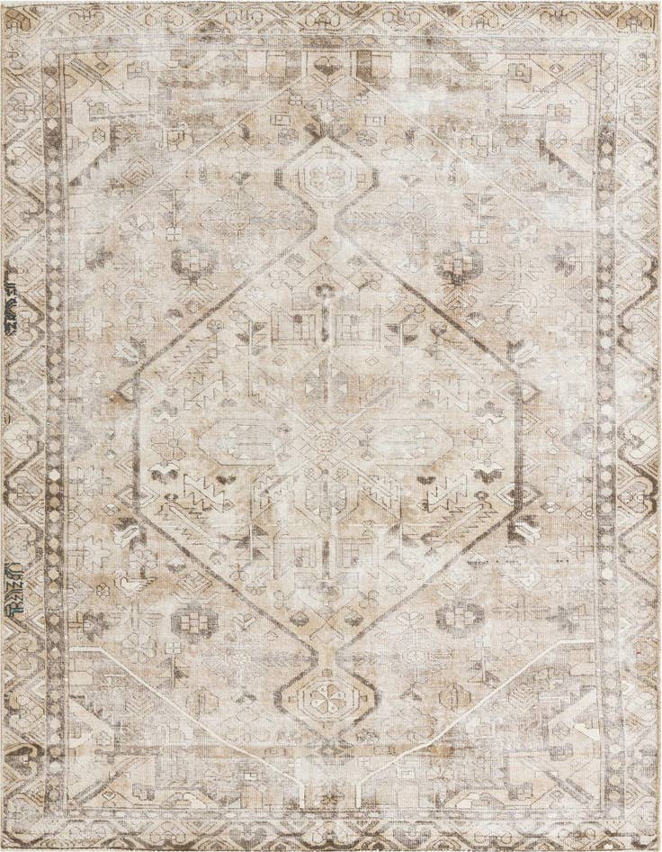 Detail image of 6' 4 x 9' 9 Hand Knotted Ultra Vintage Persian Wool Rug