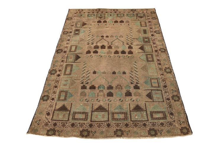 Detail image of 3' 8 x 5' 9 Hand Knotted Ultra Vintage Persian Wool Rug