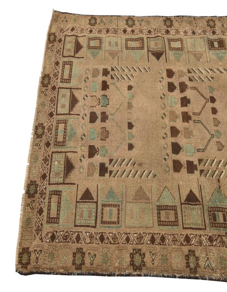 Detail image of 3' 8 x 5' 9  Hand Knotted Ultra Vintage Persian Wool Rug