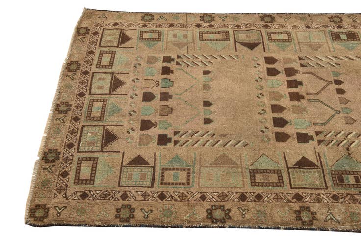 Detail image of 3' 8 x 5' 9 Hand Knotted Ultra Vintage Persian Wool Rug