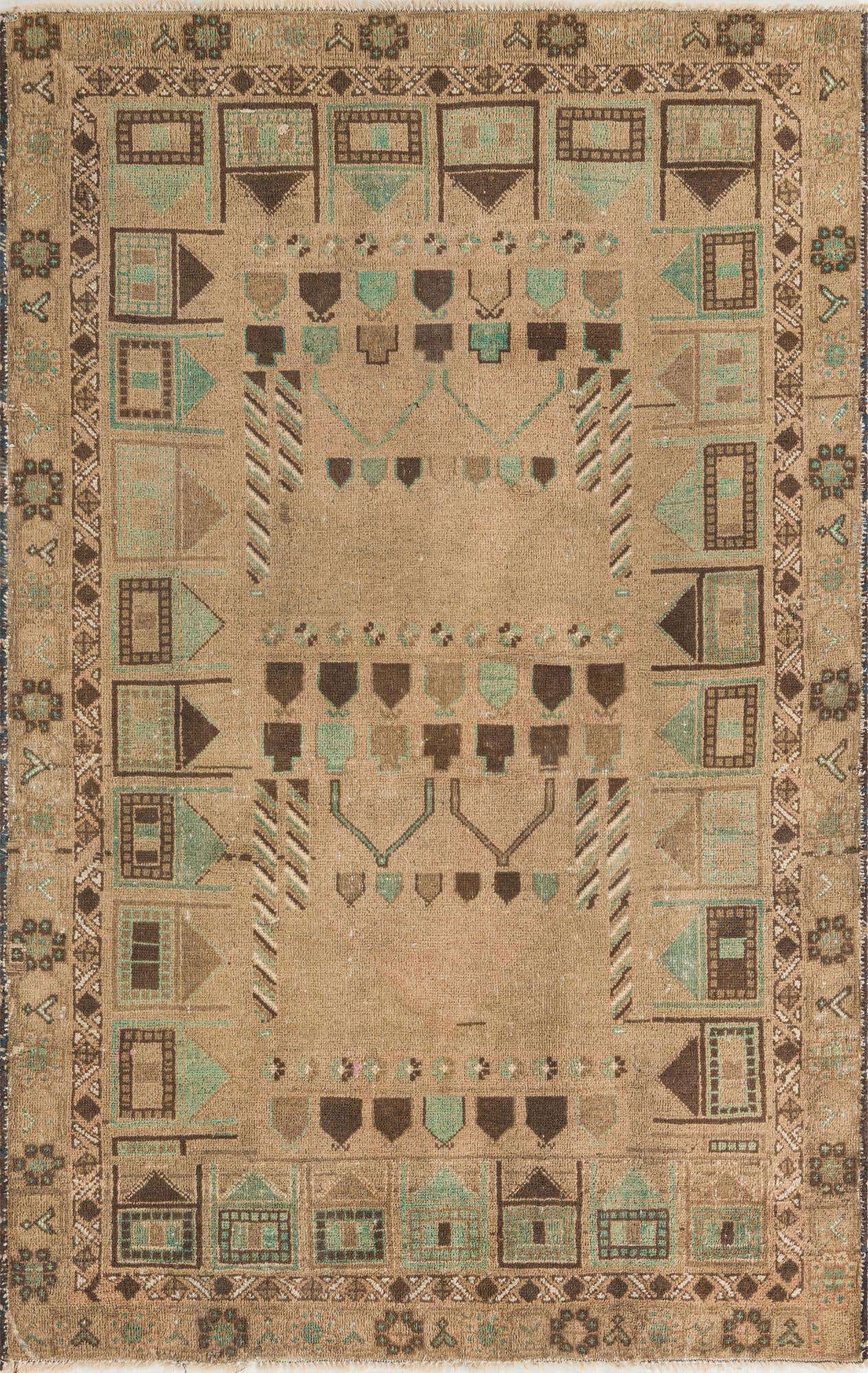 3' 8 x 5' 9 Hand Knotted Ultra Vintage Persian Wool Rug