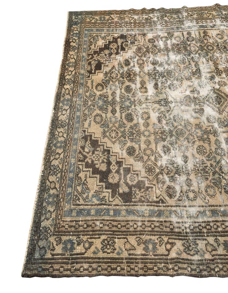 Detail image of 6' 2 x 9' 9  Hand Knotted Ultra Vintage Persian Wool Rug