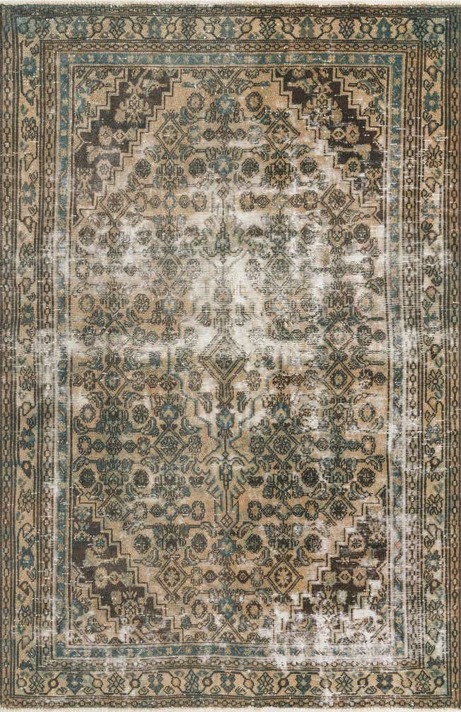 6' 2 x 9' 9 Hand Knotted Ultra Vintage Persian Wool Rug