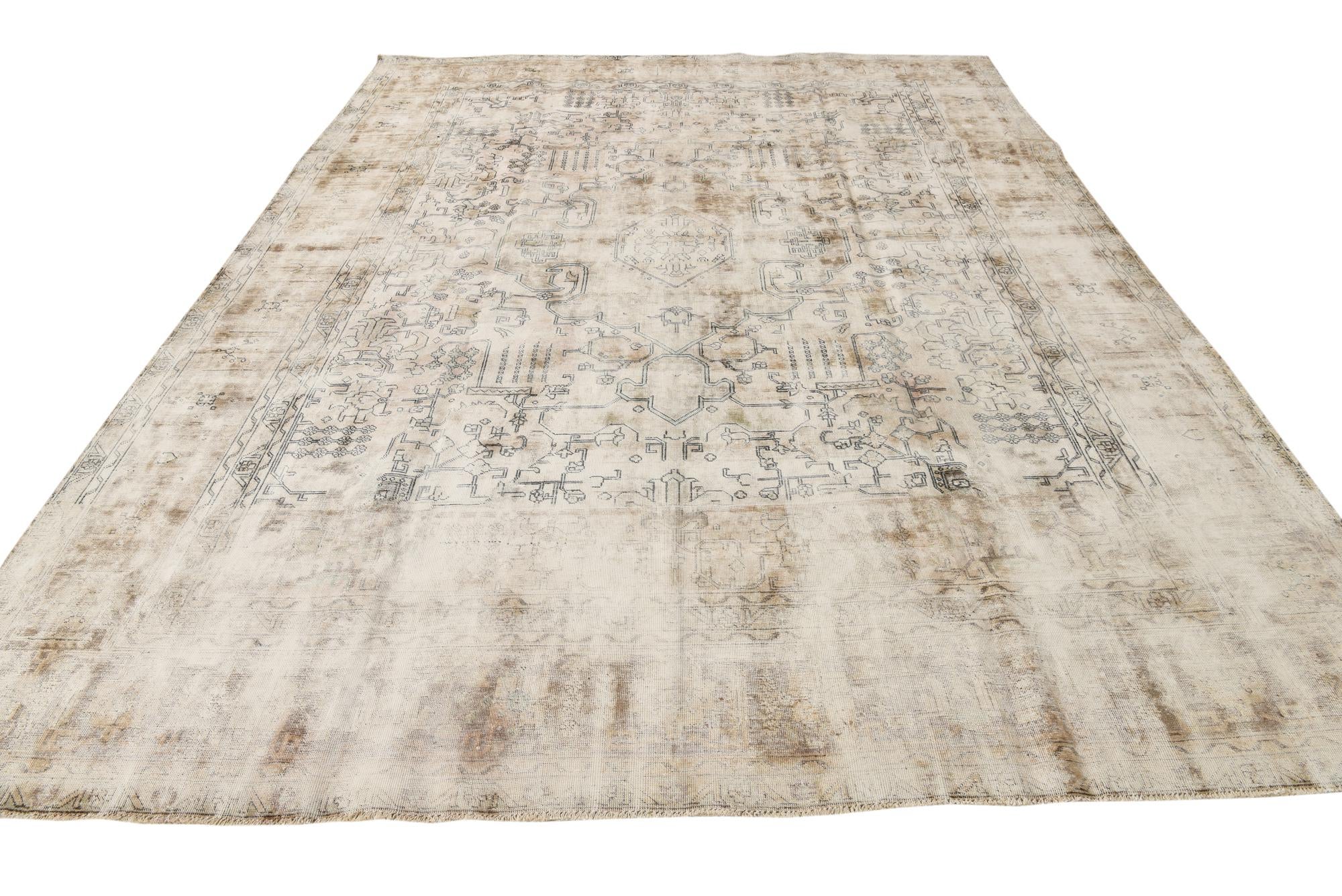 9' 4 x 12' 2 Hand Knotted Ultra Vintage Persian Wool Rug