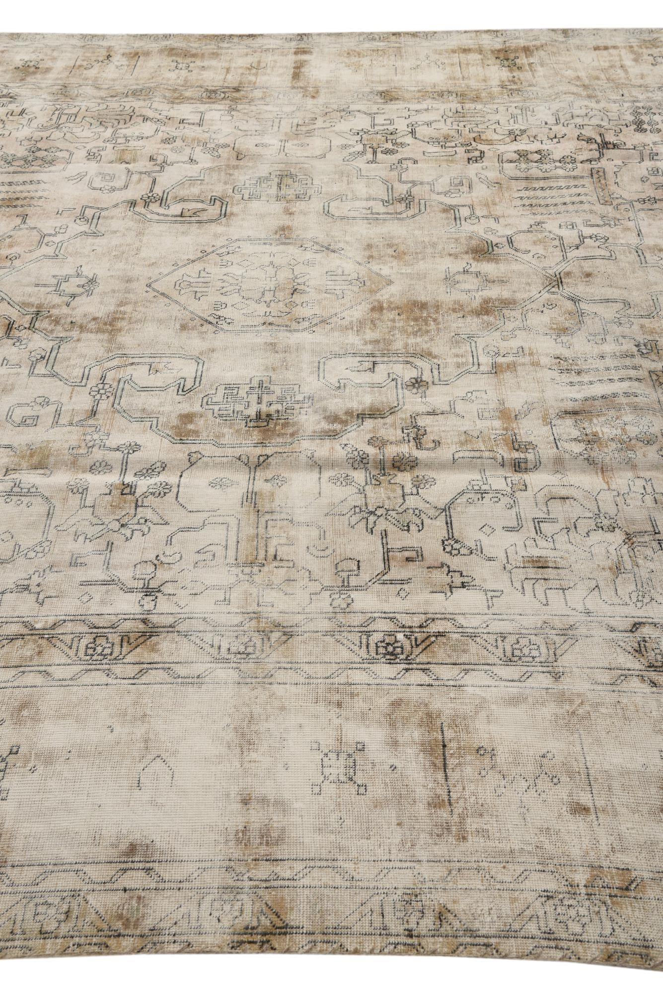 9' 4 x 12' 2 Hand Knotted Ultra Vintage Persian Wool Rug
