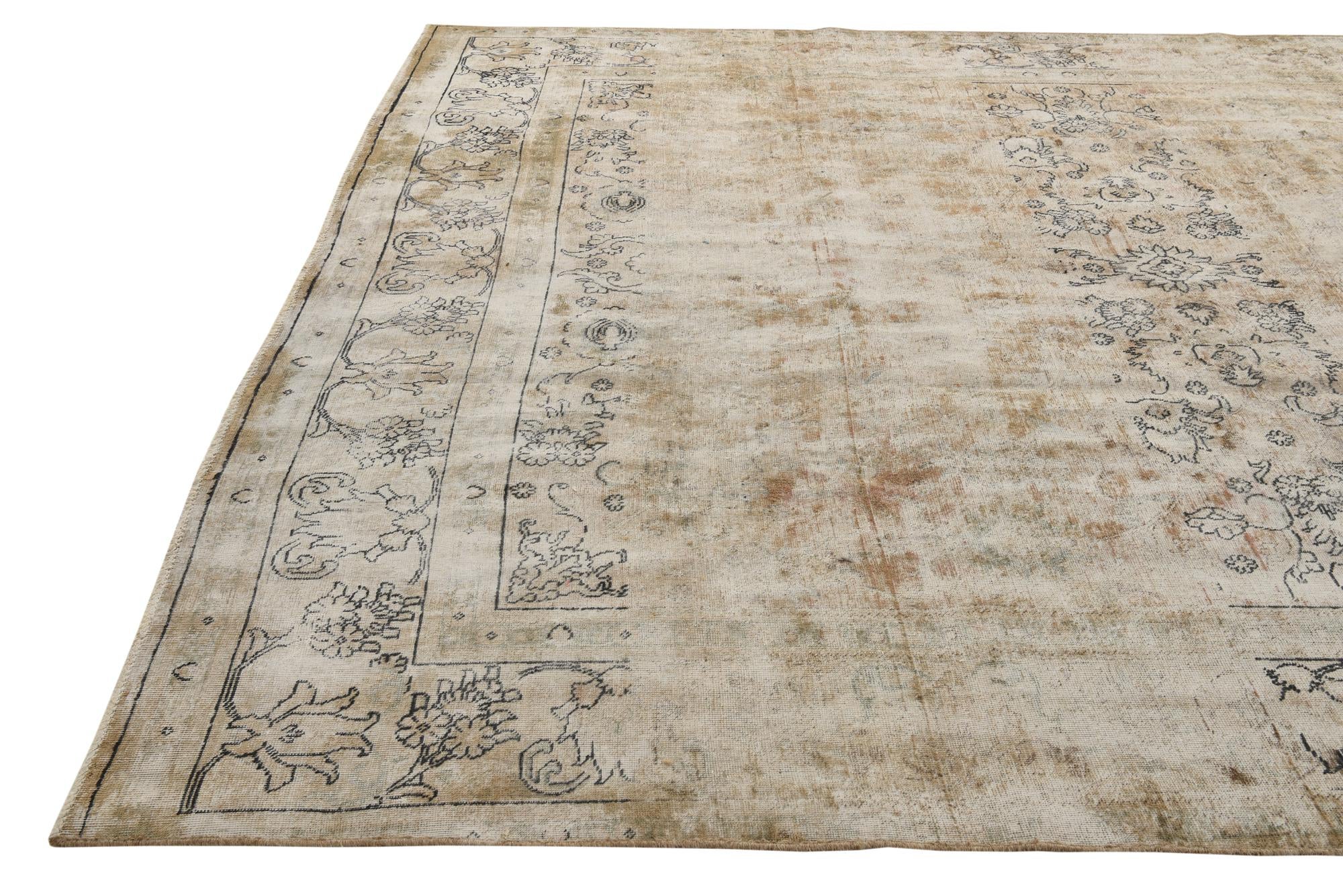 9' 5 x 11' 1 Hand Knotted Ultra Vintage Persian Wool Rug