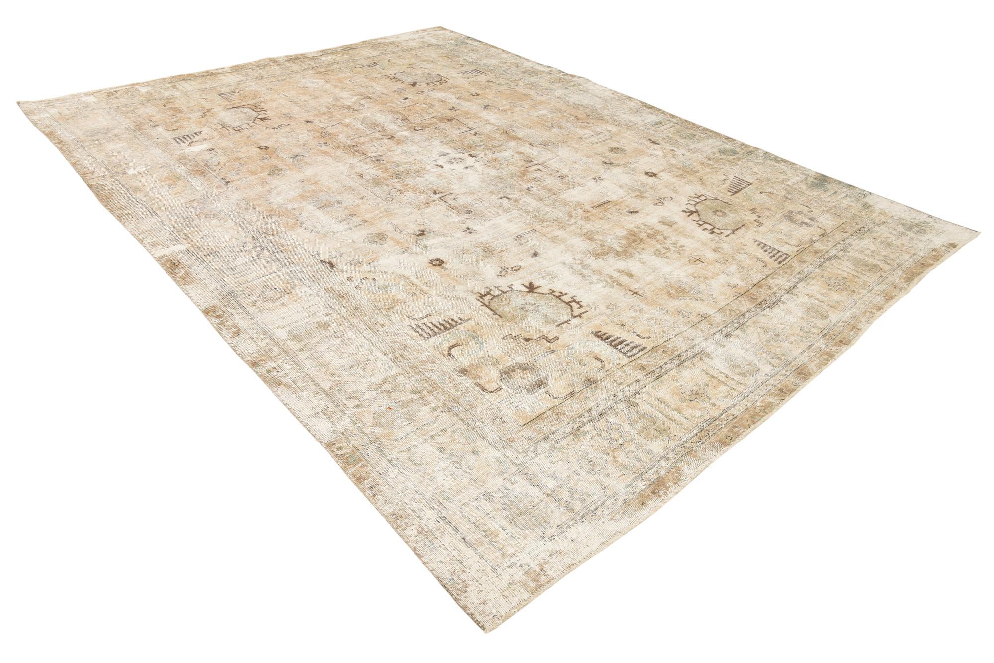 9' 7 x 12' 8 Hand Knotted Ultra Vintage Persian Wool Rug