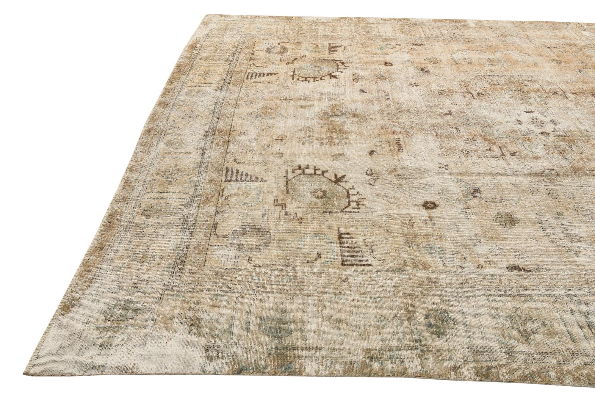 9' 7 x 12' 8 Hand Knotted Ultra Vintage Persian Wool Rug