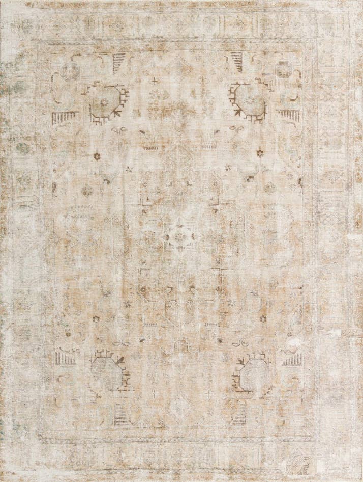 Detail image of 9' 7 x 12' 8 Hand Knotted Ultra Vintage Persian Wool Rug