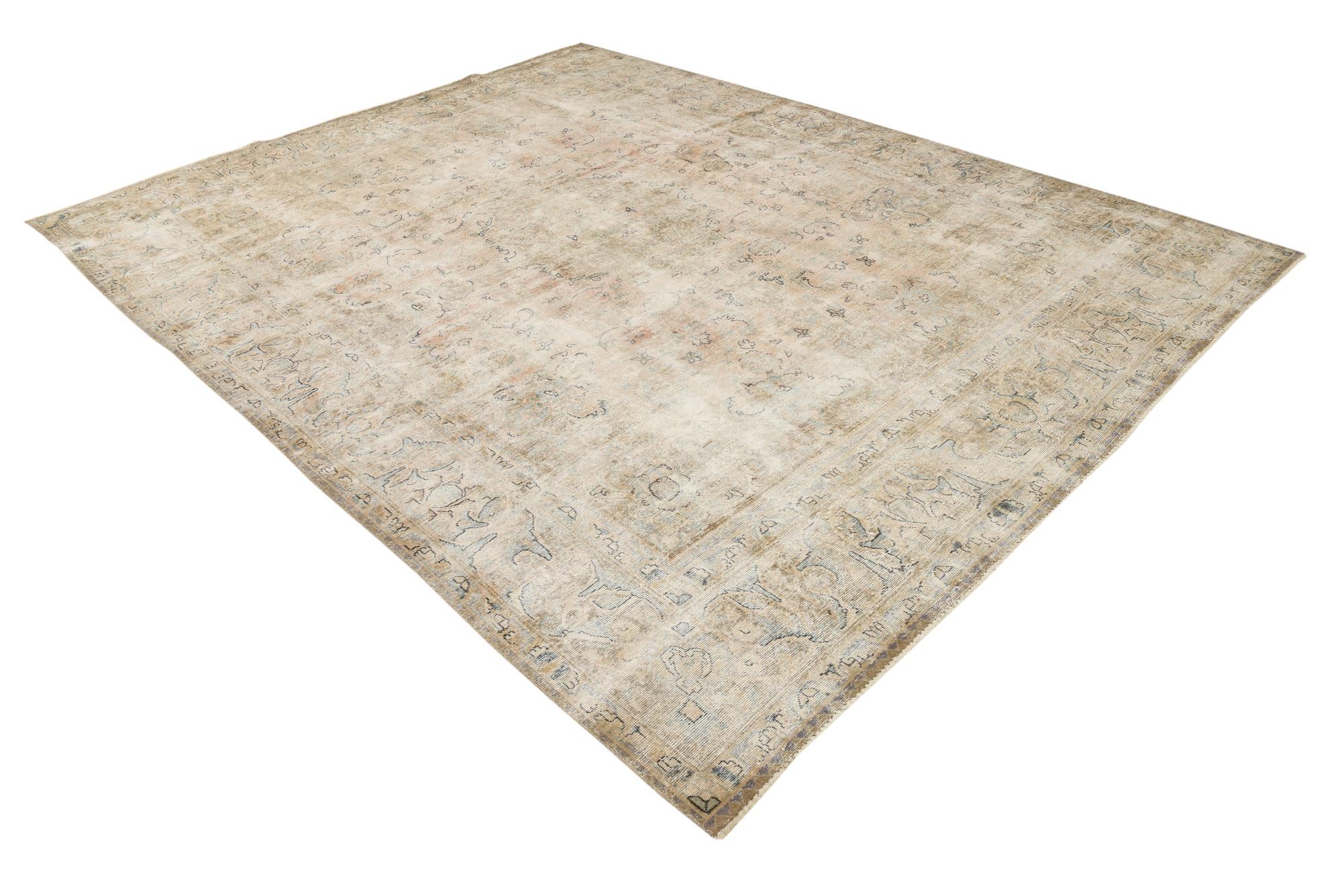 9' 3 x 12' 4 Hand Knotted Ultra Vintage Persian Wool Rug