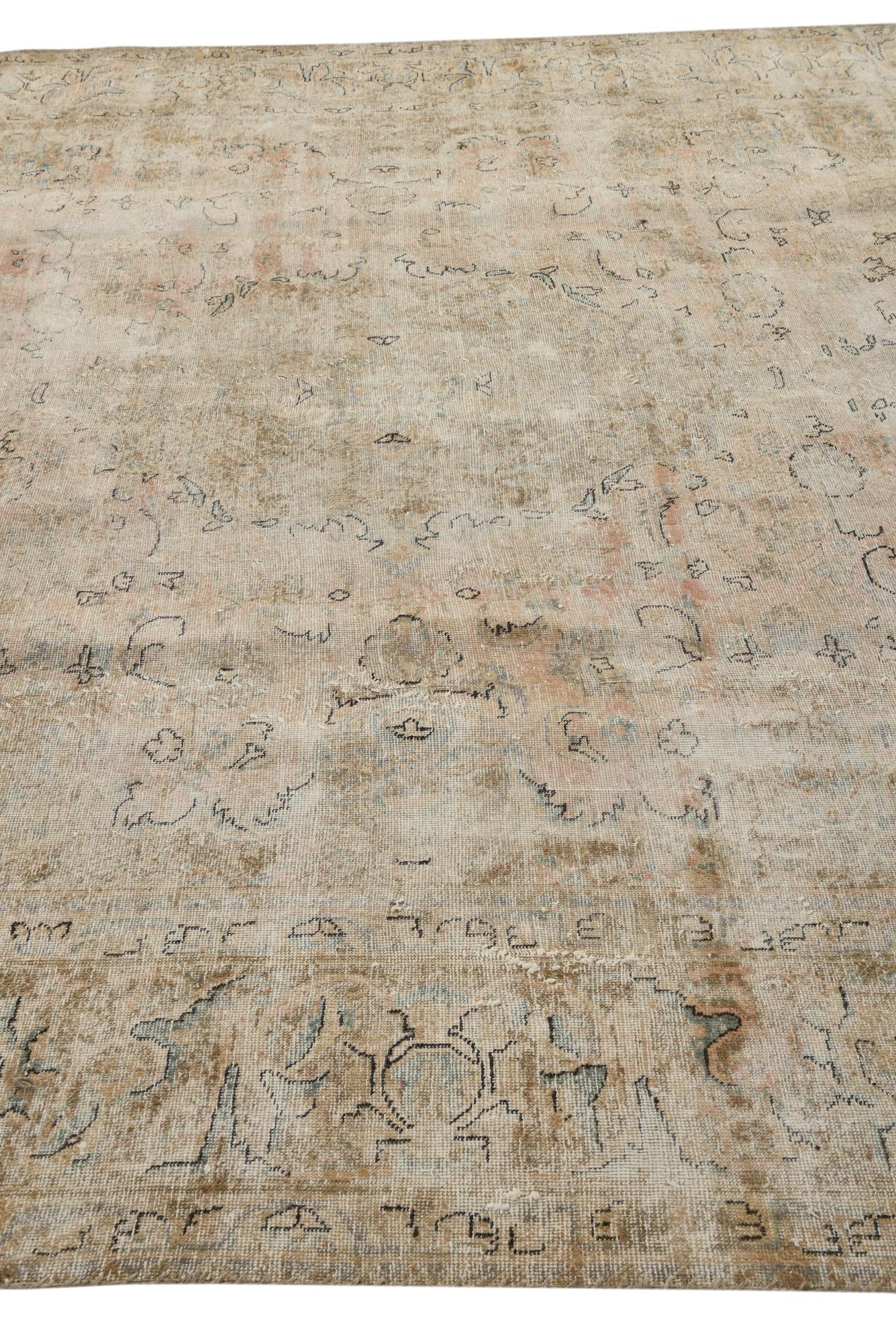 9' 3 x 12' 4 Hand Knotted Ultra Vintage Persian Wool Rug