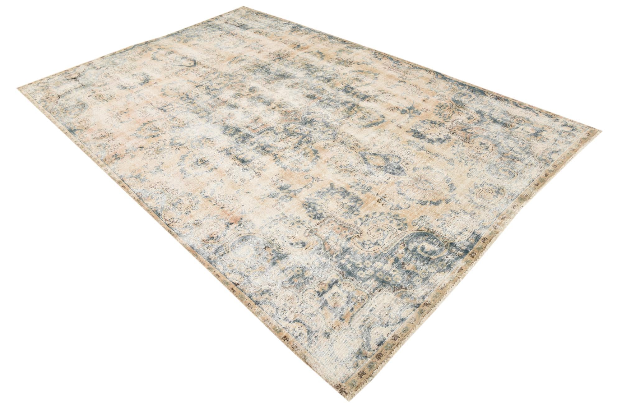 6' 4 x 10' Hand Knotted Ultra Vintage Persian Wool Rug