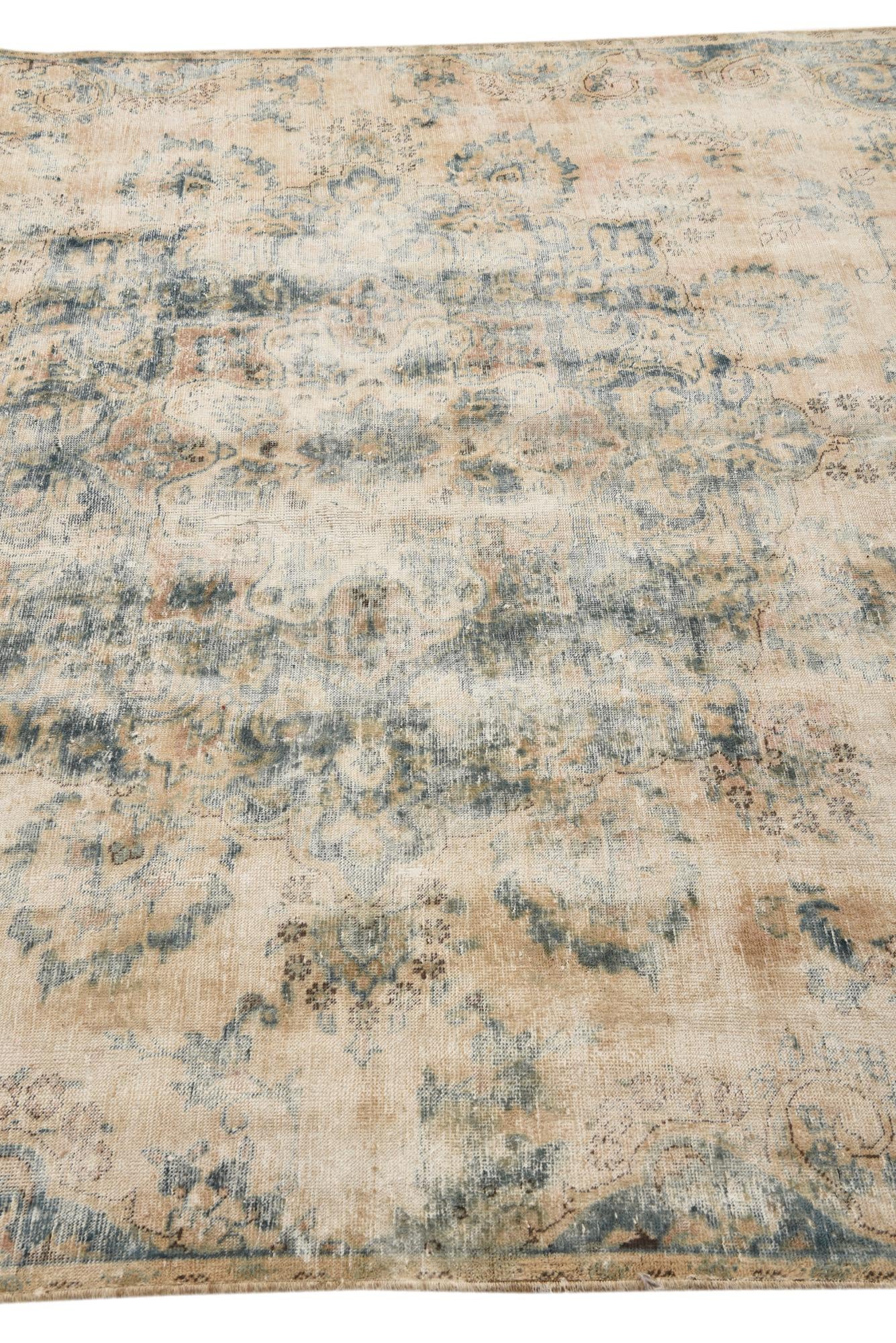 6' 4 x 10' Hand Knotted Ultra Vintage Persian Wool Rug