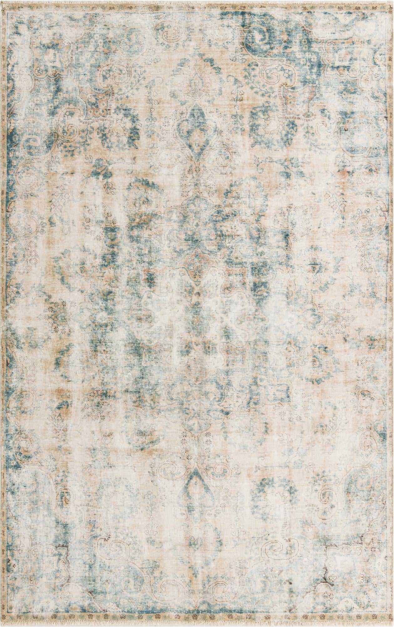6' 4 x 10' Hand Knotted Ultra Vintage Persian Wool Rug