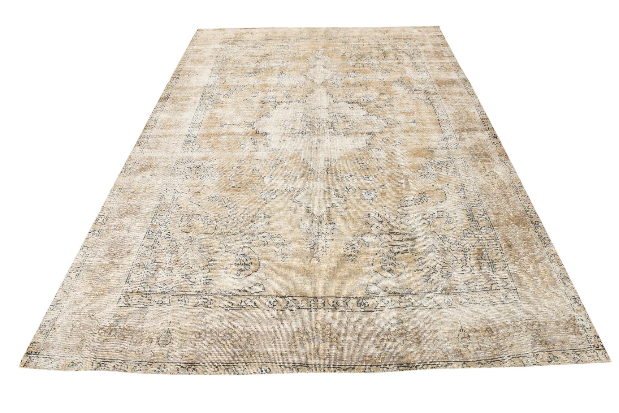 6' 7 x 9' 5 Hand Knotted Ultra Vintage Persian Wool Rug