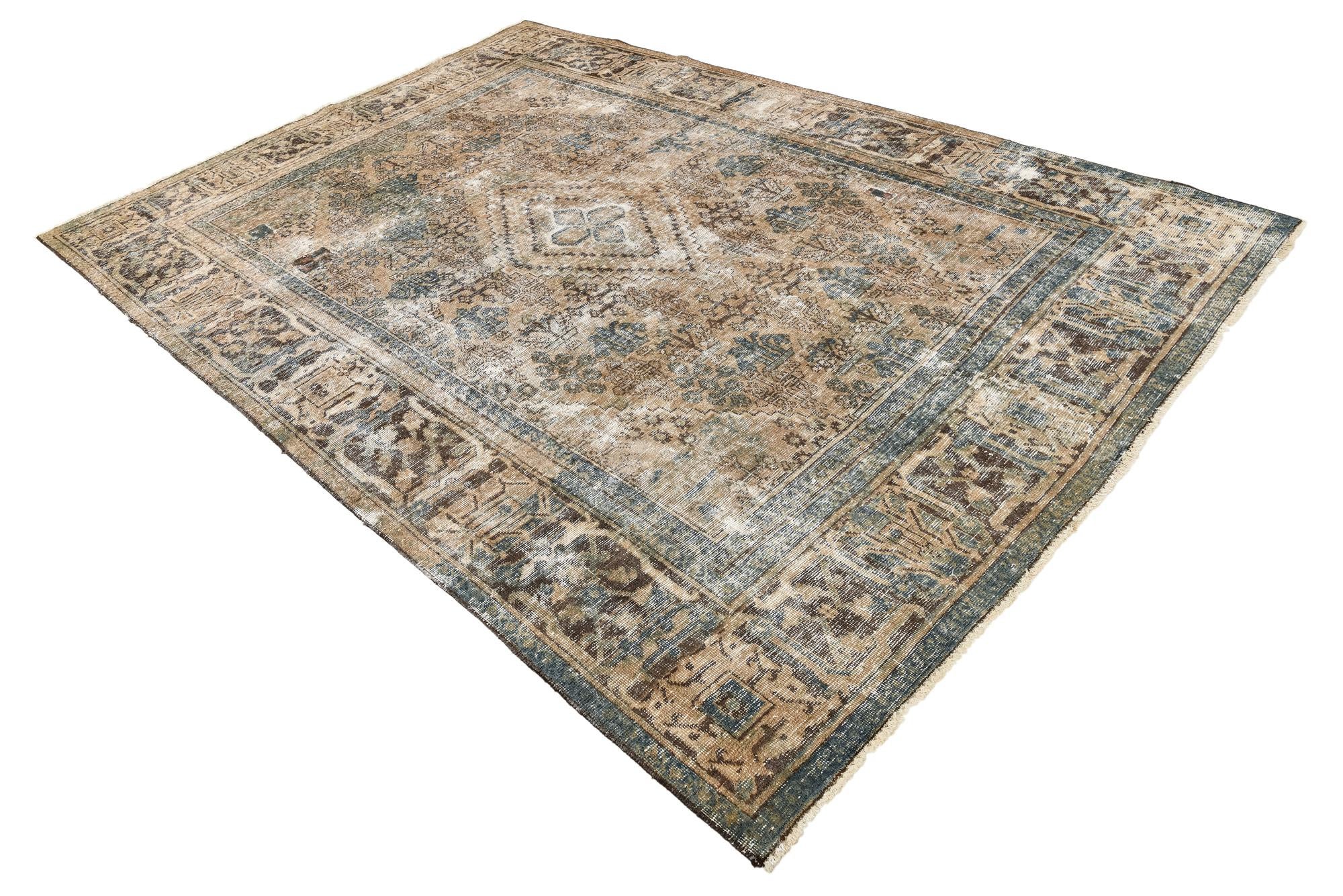 7' x 9' 10 Hand Knotted Ultra Vintage Persian Wool Rug