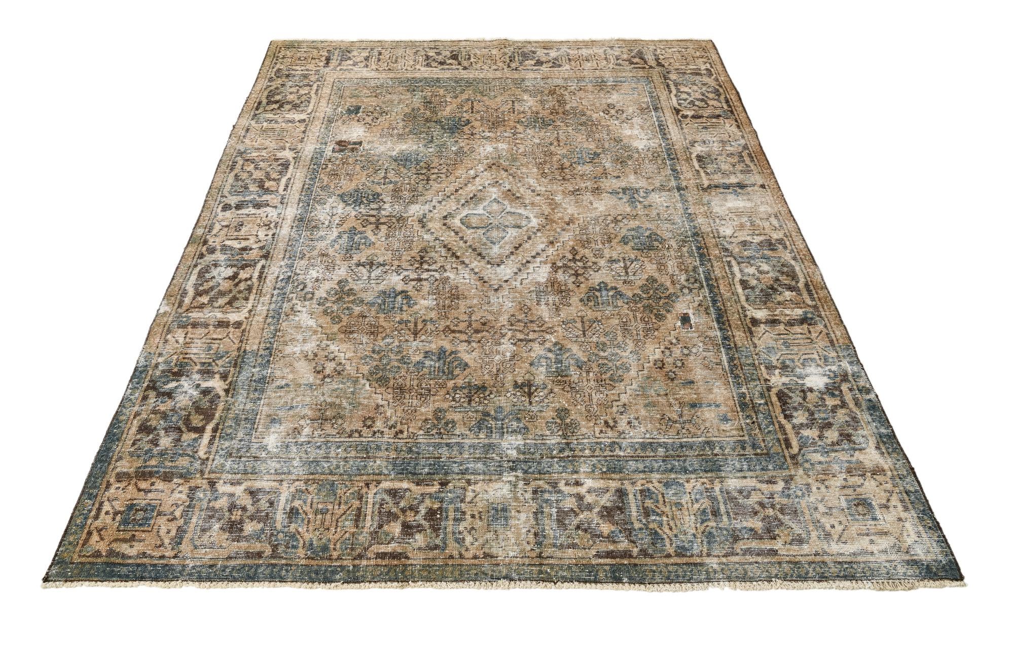 7' x 9' 10 Hand Knotted Ultra Vintage Persian Wool Rug