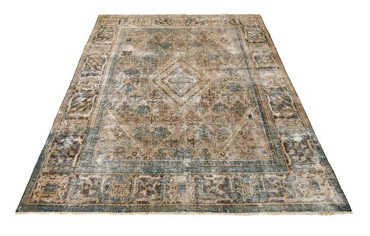 215cm x 300cm Handgeknoopt Ultra Vintage Perzisch Wol Vloerkleed