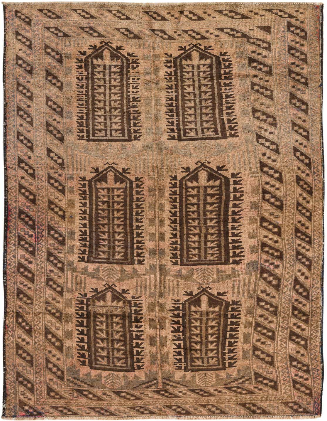 Primary image 3' 7 x 6' 7  Hand Knotted Ultra Vintage Persian Wool Rug