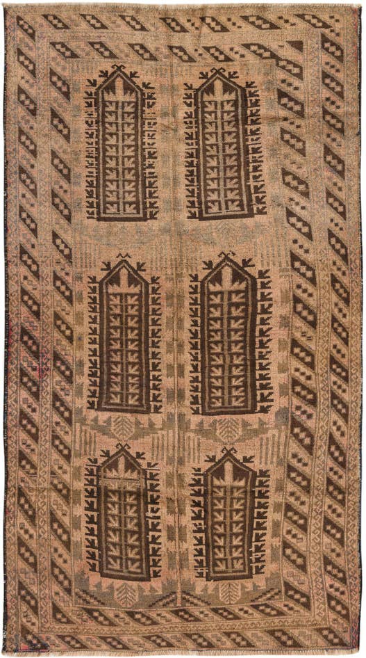 Detail image of 3' 7 x 6' 7 Hand Knotted Ultra Vintage Persian Wool Rug