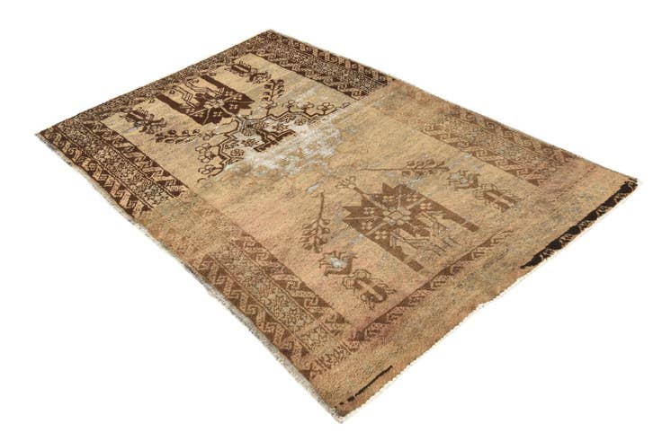 Detail image of 3' 10 x 6' Hand Knotted Ultra Vintage Persian Wool Rug