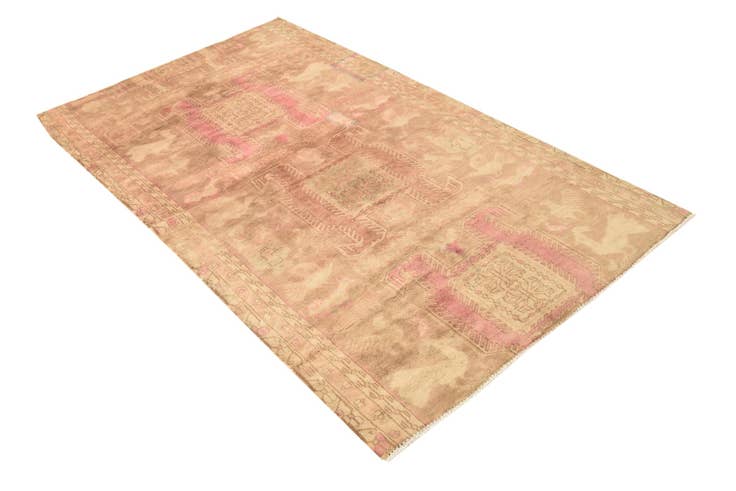 Detail image of 3' 7 x 6' 7 Hand Knotted Ultra Vintage Persian Wool Rug