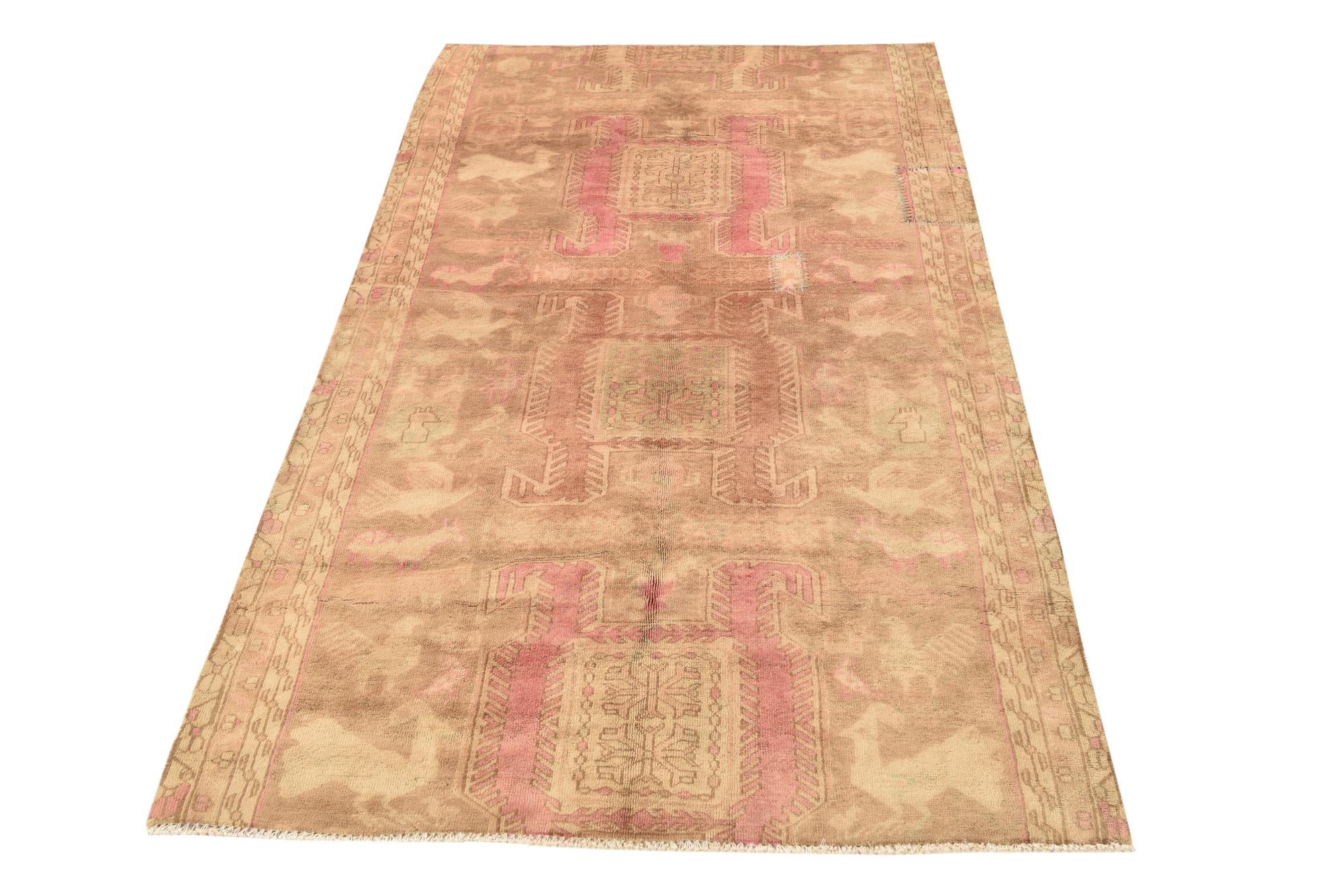 3' 7 x 6' 7 Hand Knotted Ultra Vintage Persian Wool Rug