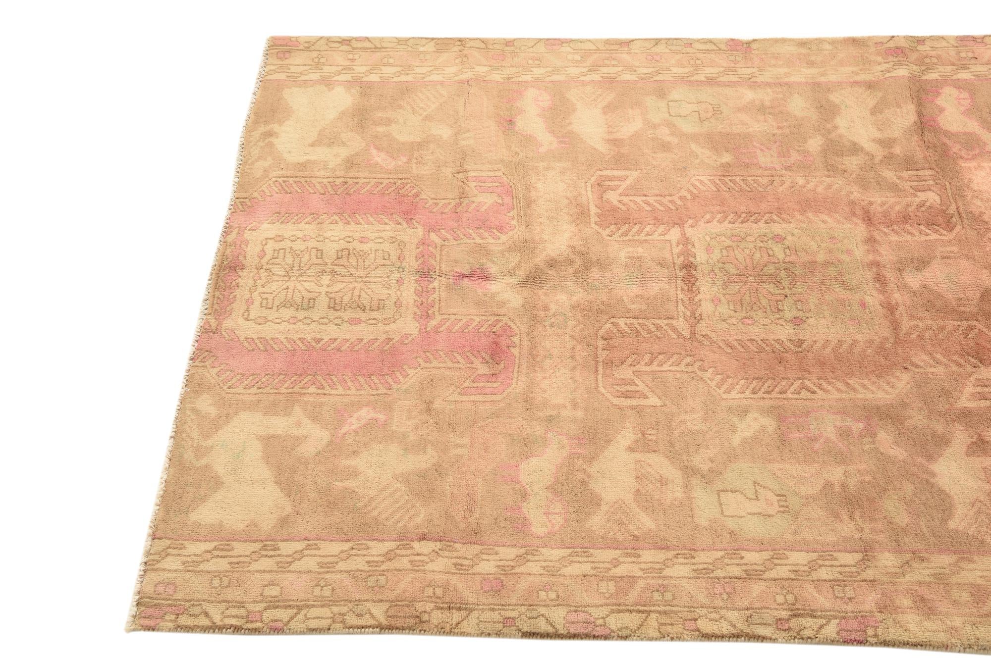 3' 7 x 6' 7 Hand Knotted Ultra Vintage Persian Wool Rug