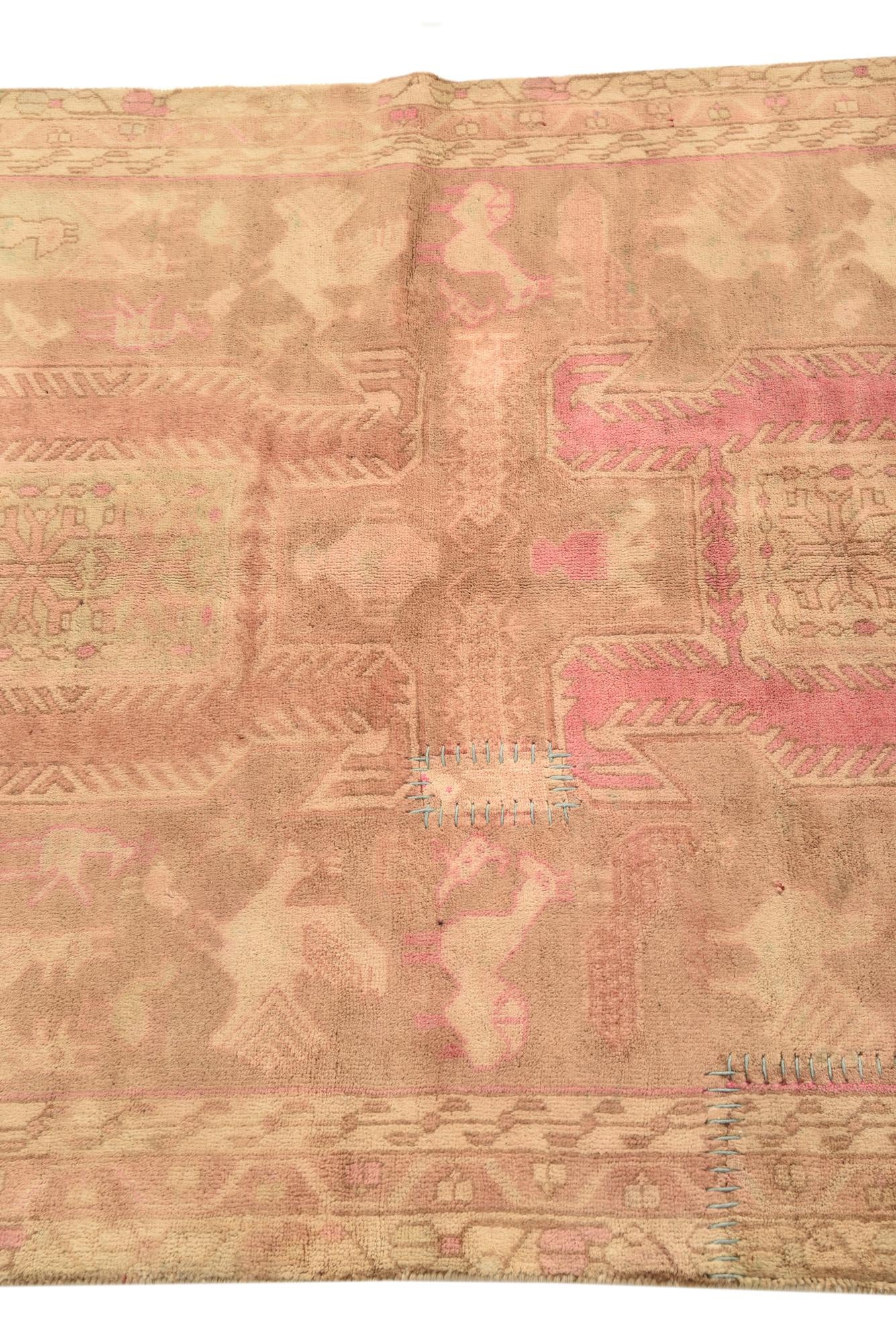 3' 7 x 6' 7 Hand Knotted Ultra Vintage Persian Wool Rug