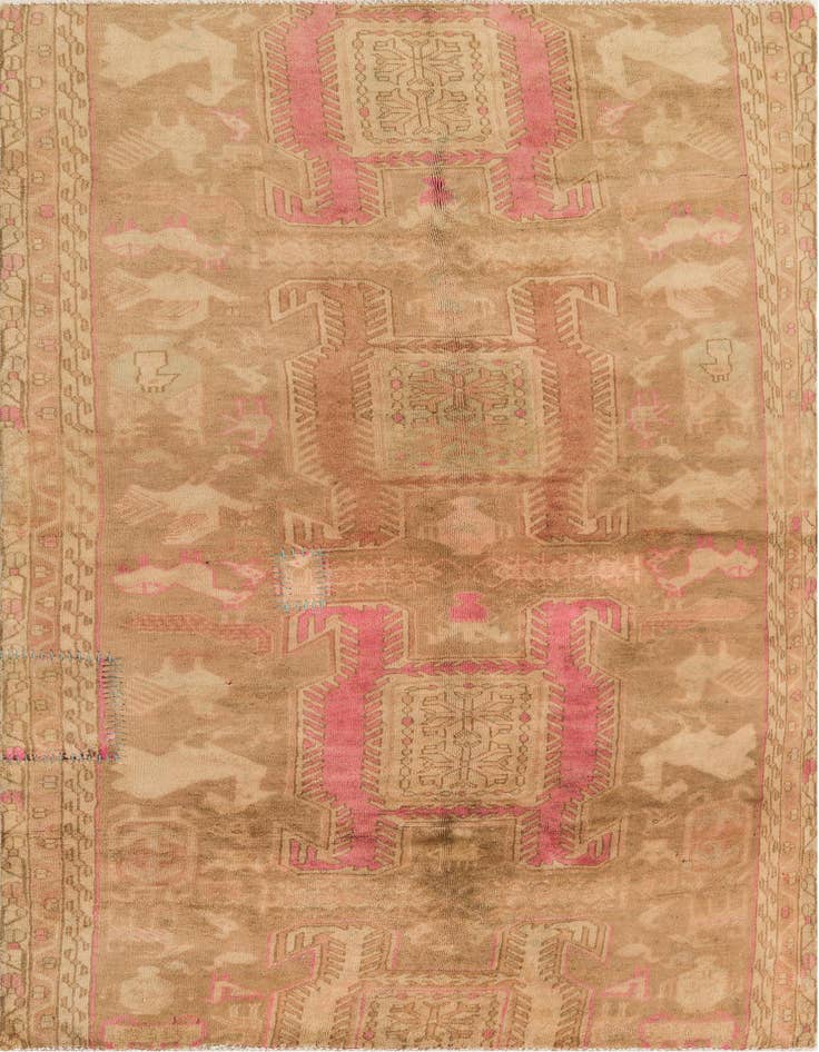 Detail image of 3' 7 x 6' 7 Hand Knotted Ultra Vintage Persian Wool Rug
