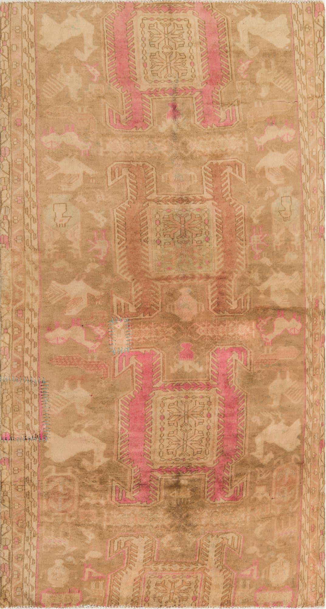 3' 7 x 6' 7 Hand Knotted Ultra Vintage Persian Wool Rug