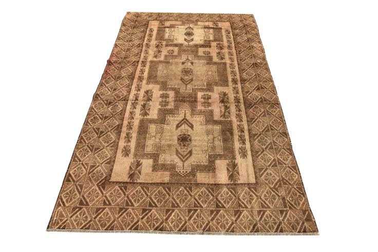 Detail image of 3' 10 x 7' Hand Knotted Ultra Vintage Persian Wool Rug