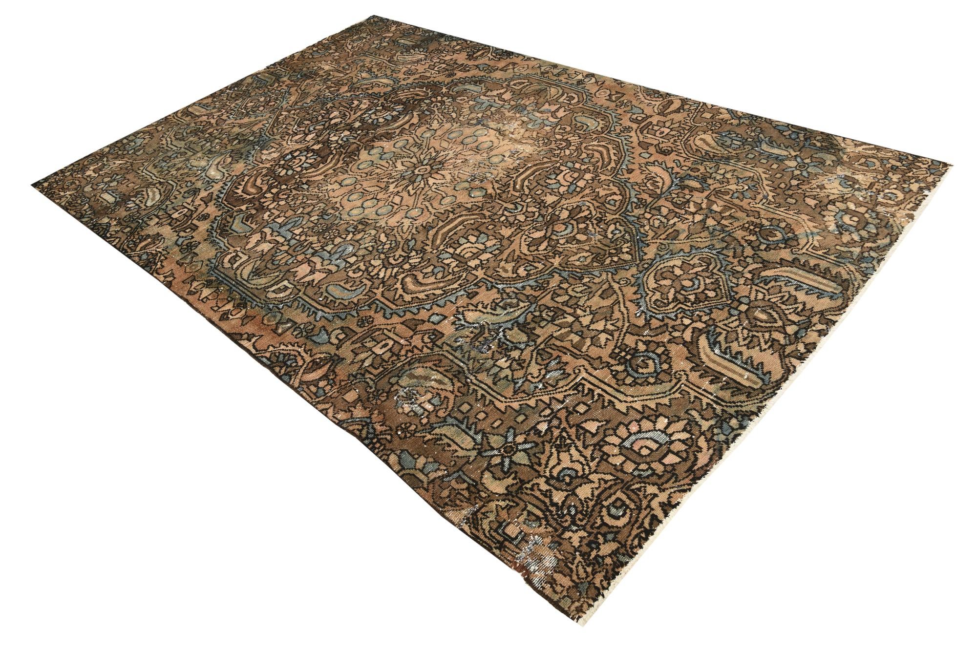5' 8 x 8' 9 Hand Knotted Ultra Vintage Persian Wool Rug