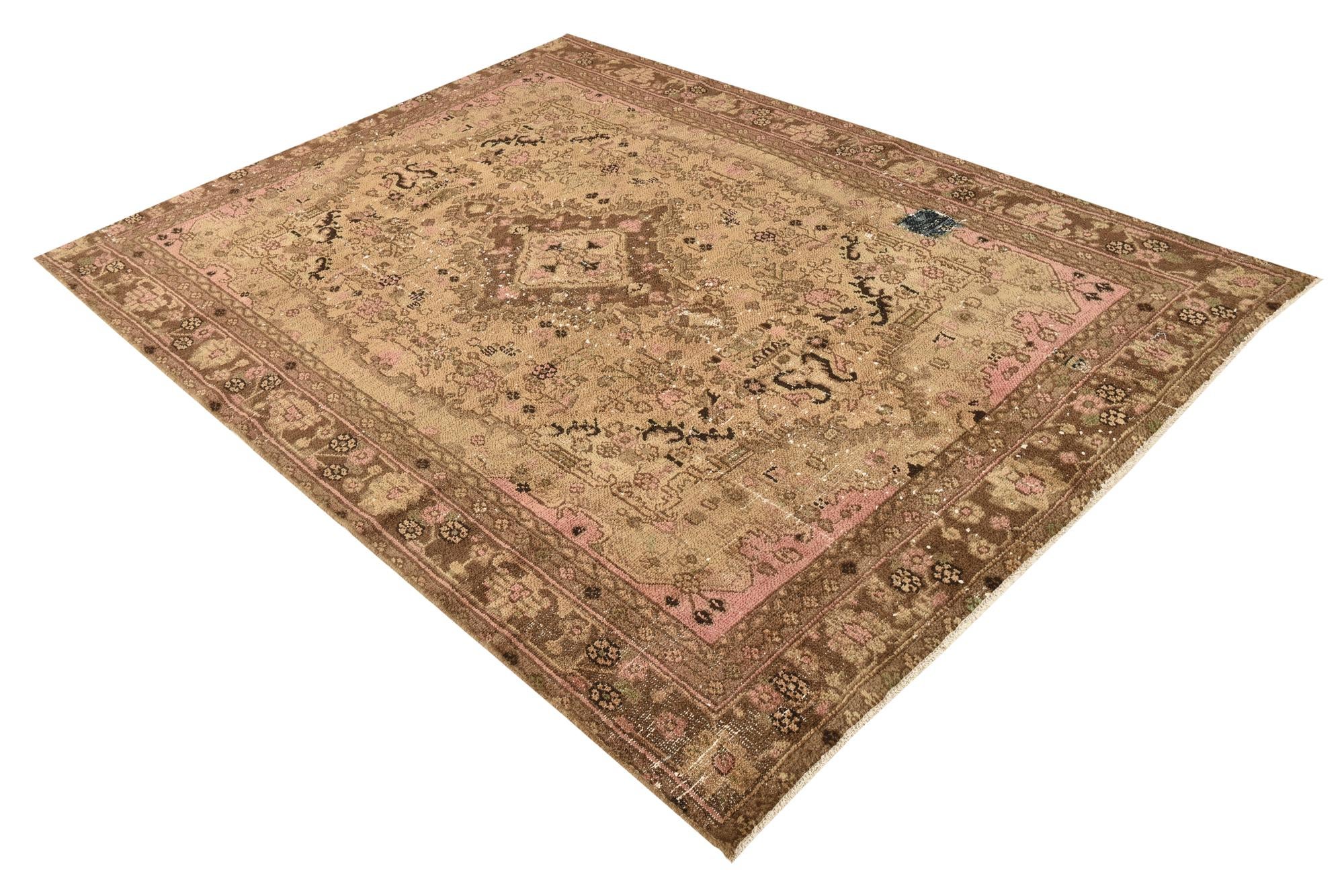 6' 3 x 8' 10 Hand Knotted Ultra Vintage Persian Wool Rug