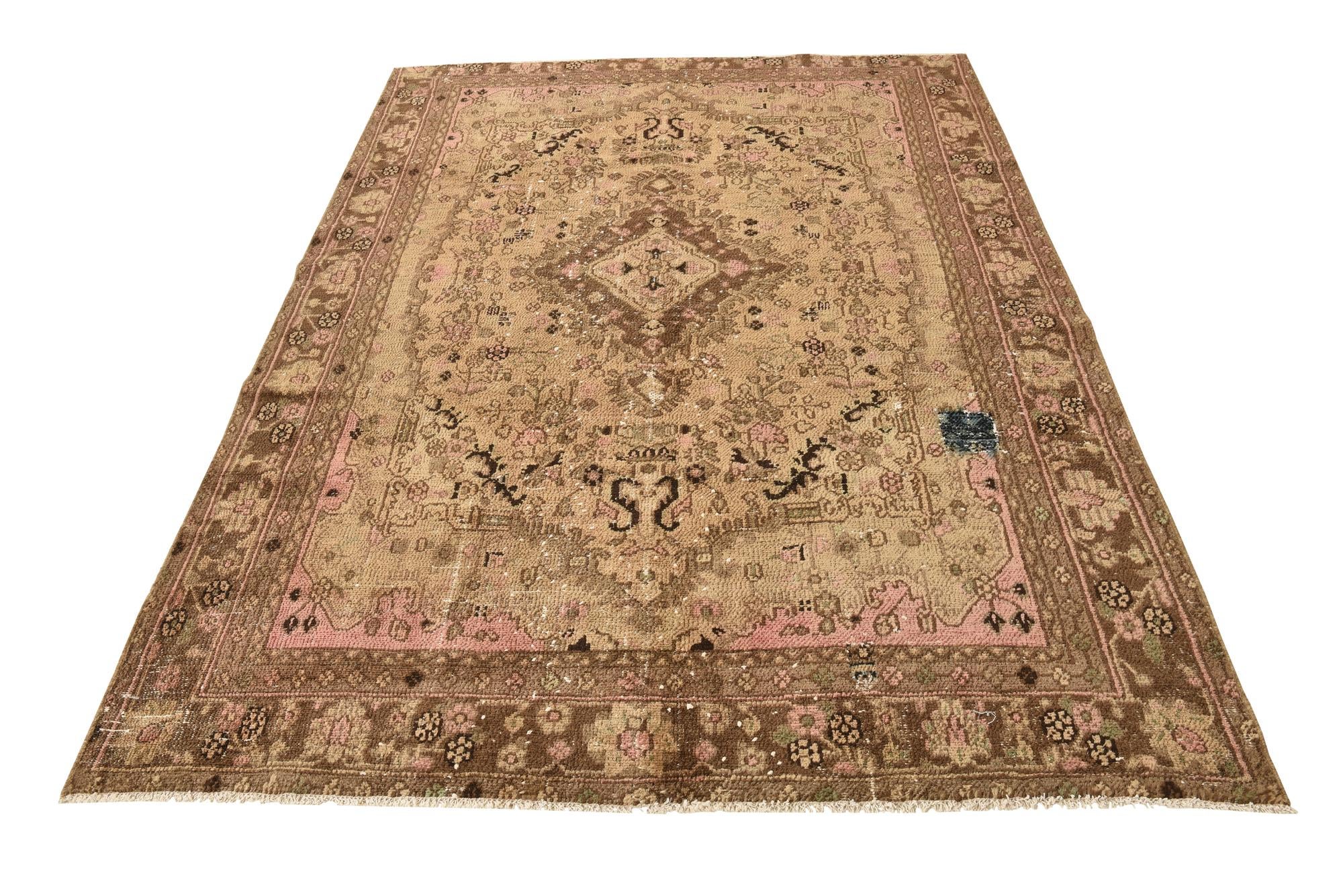 6' 3 x 8' 10 Hand Knotted Ultra Vintage Persian Wool Rug