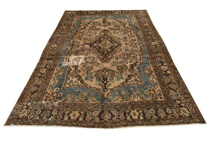 6' 8 x 9' 10 Hand Knotted Ultra Vintage Persian Wool Rug