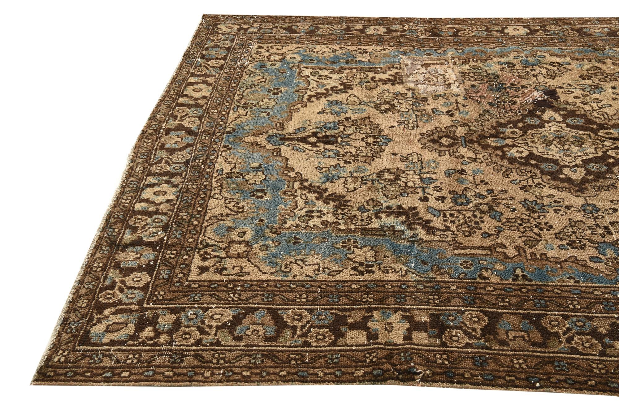 6' 8 x 9' 10 Hand Knotted Ultra Vintage Persian Wool Rug