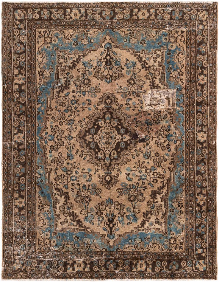Detail image of 6' 8 x 9' 10 Hand Knotted Ultra Vintage Persian Wool Rug