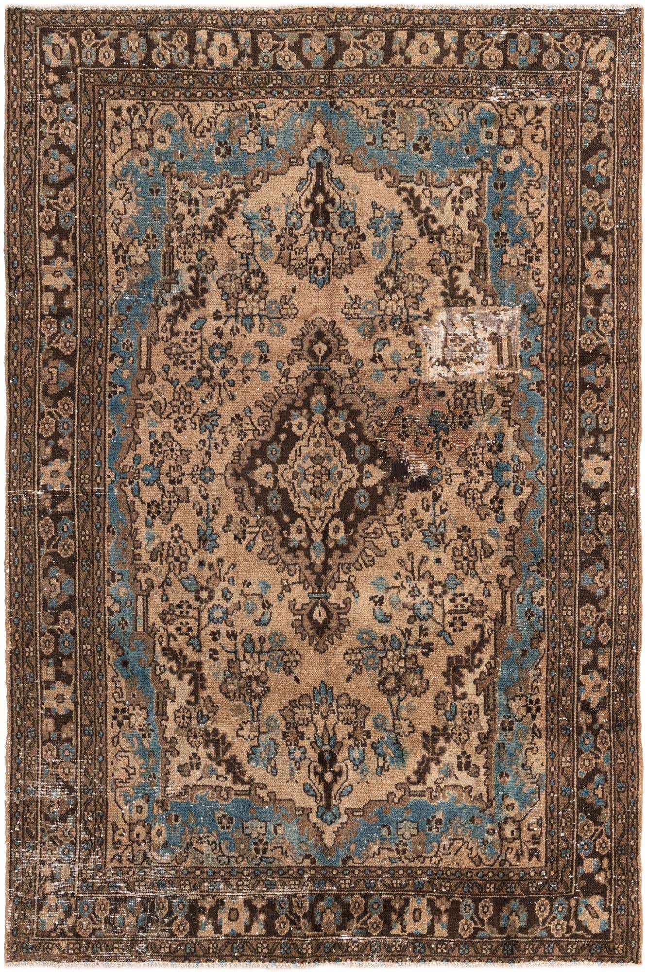 6' 8 x 9' 10 Hand Knotted Ultra Vintage Persian Wool Rug