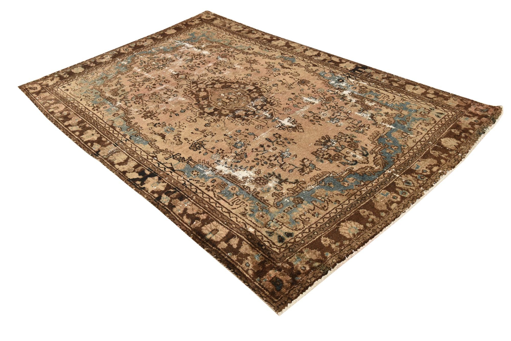 6' 9 x 9' 9 Hand Knotted Ultra Vintage Persian Wool Rug