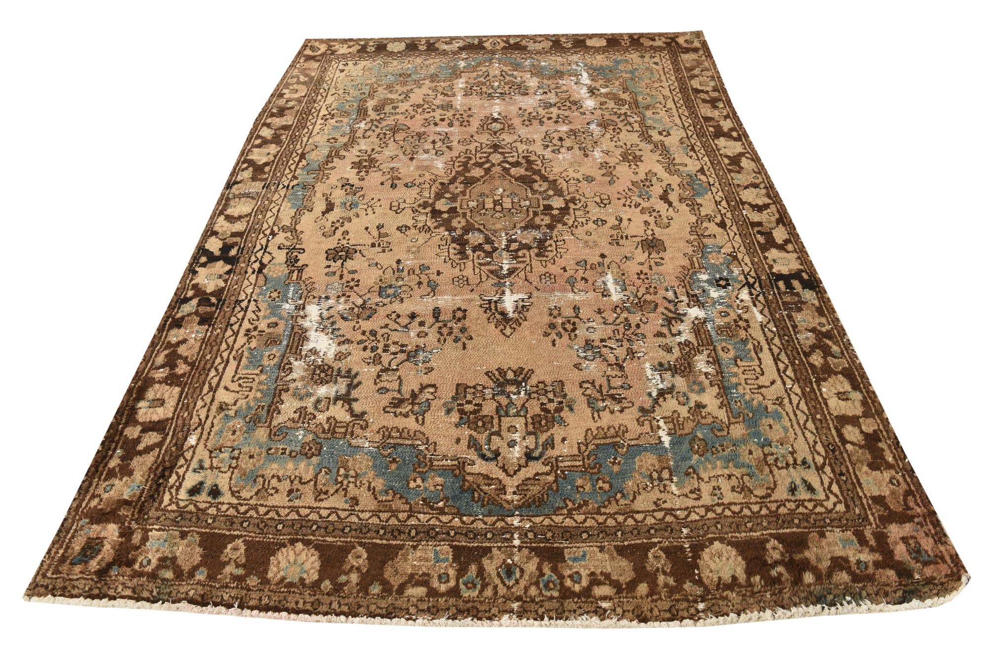 6' 9 x 9' 9 Hand Knotted Ultra Vintage Persian Wool Rug