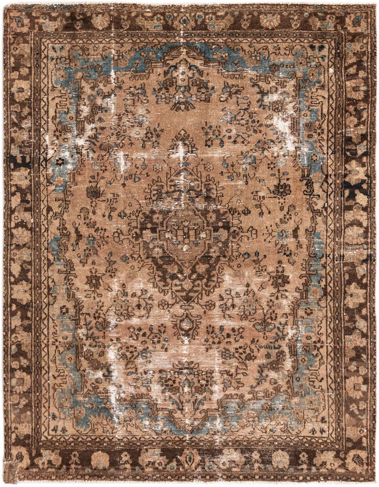 Primary image 6' 9 x 9' 9  Hand Knotted Ultra Vintage Persian Wool Rug