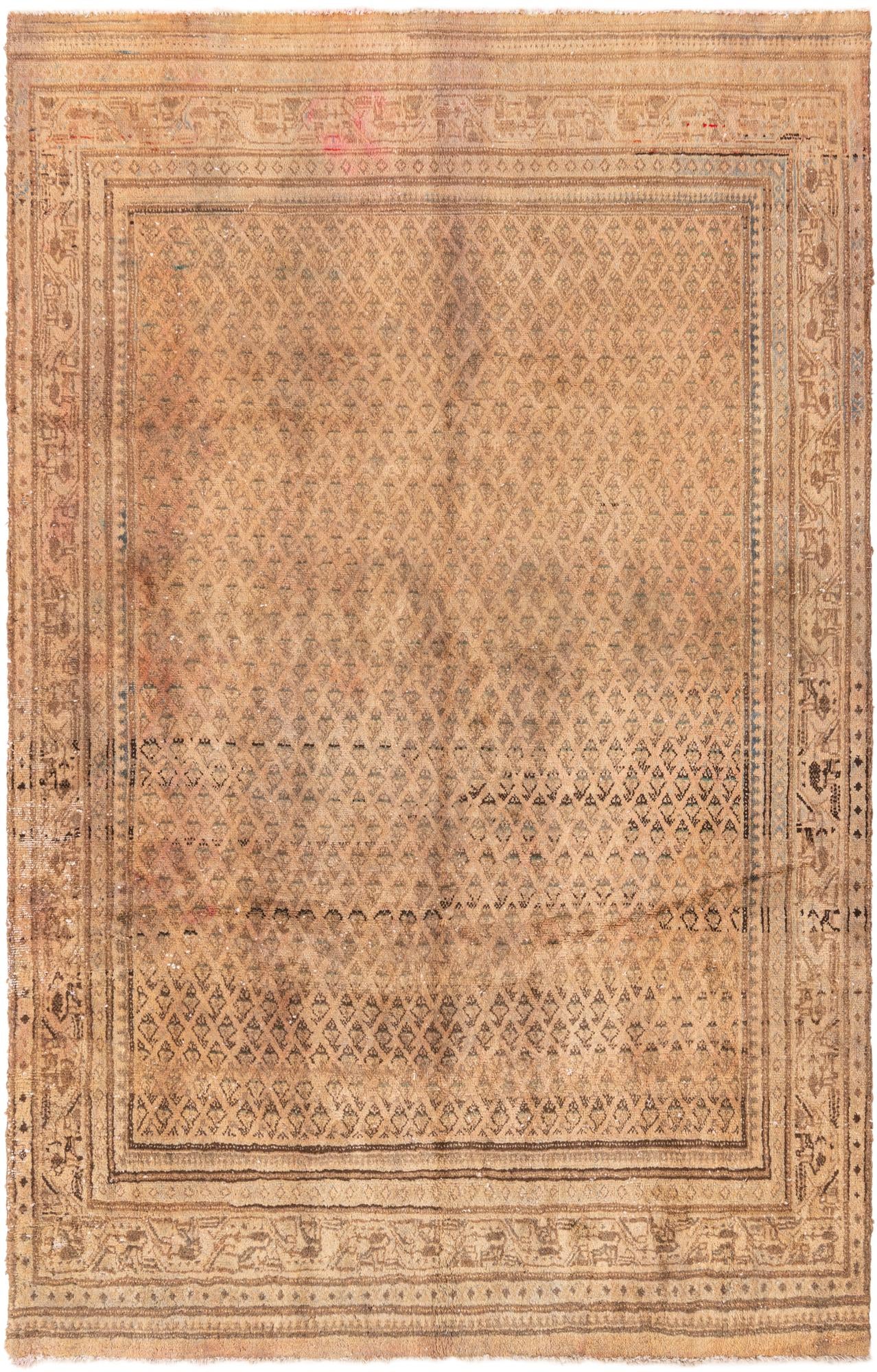 6' 4 x 10' 3 Hand Knotted Ultra Vintage Persian Wool Rug