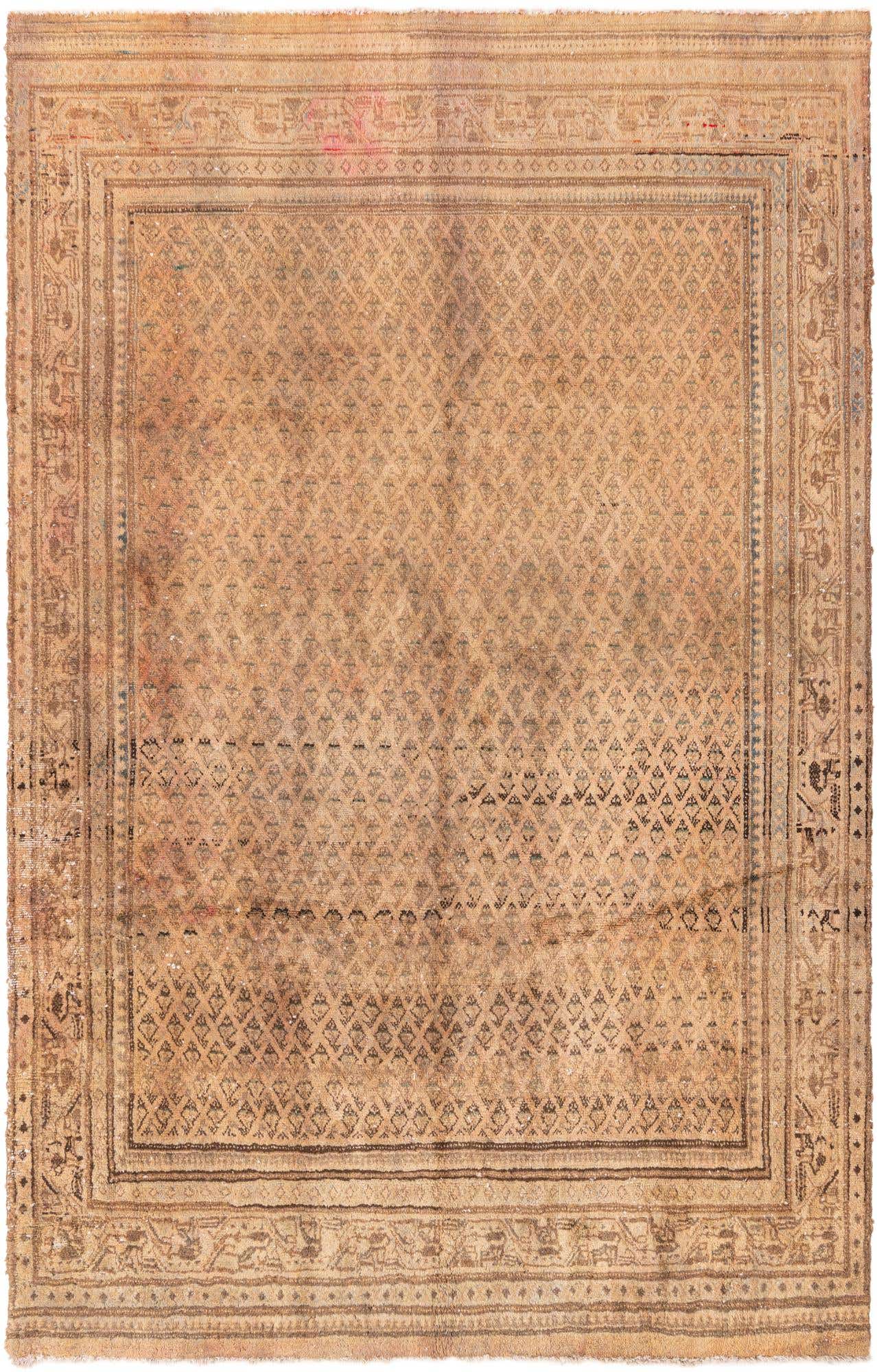 6' 4 x 10' 3 Hand Knotted Ultra Vintage Persian Wool Rug