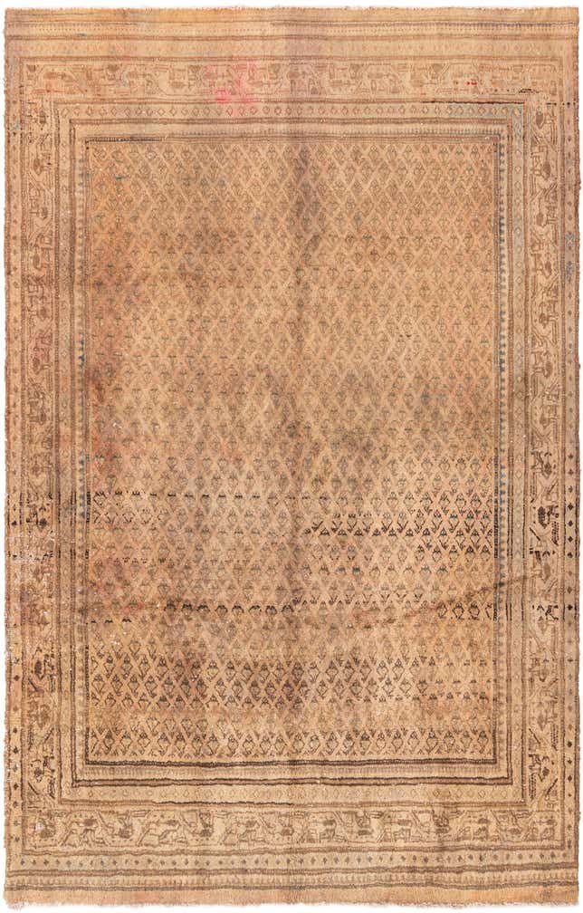 6' 4 x 10' 3 Hand Knotted Ultra Vintage Persian Wool Rug