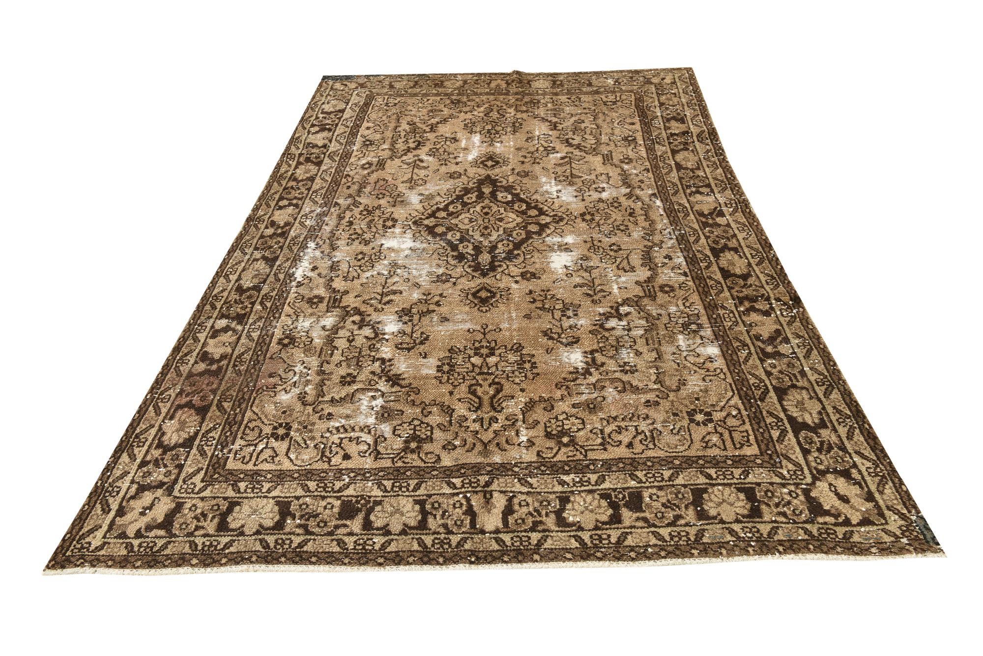 6' 5 x 9' 10 Hand Knotted Ultra Vintage Persian Wool Rug