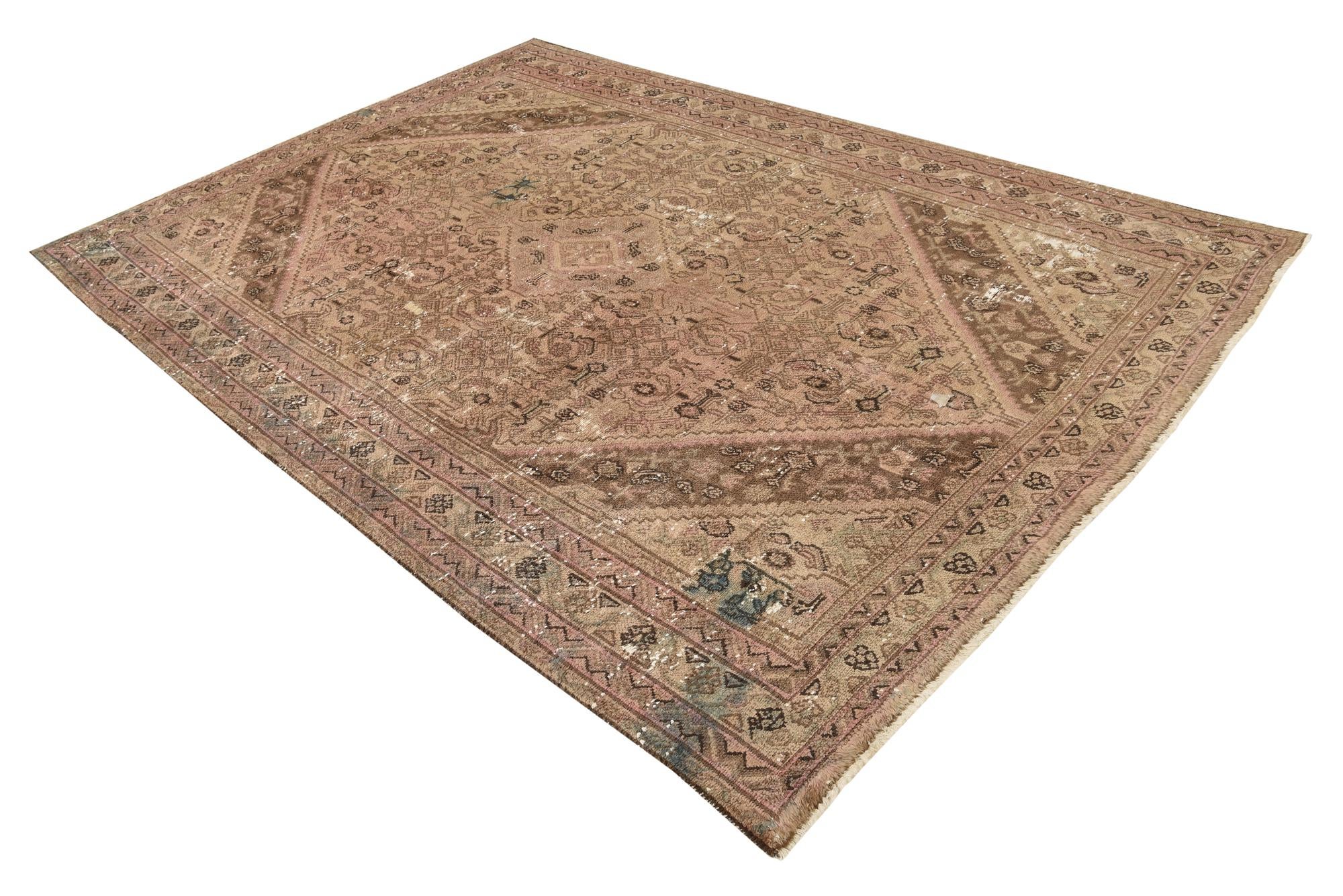 6' 6 x 9' 9 Hand Knotted Ultra Vintage Persian Wool Rug